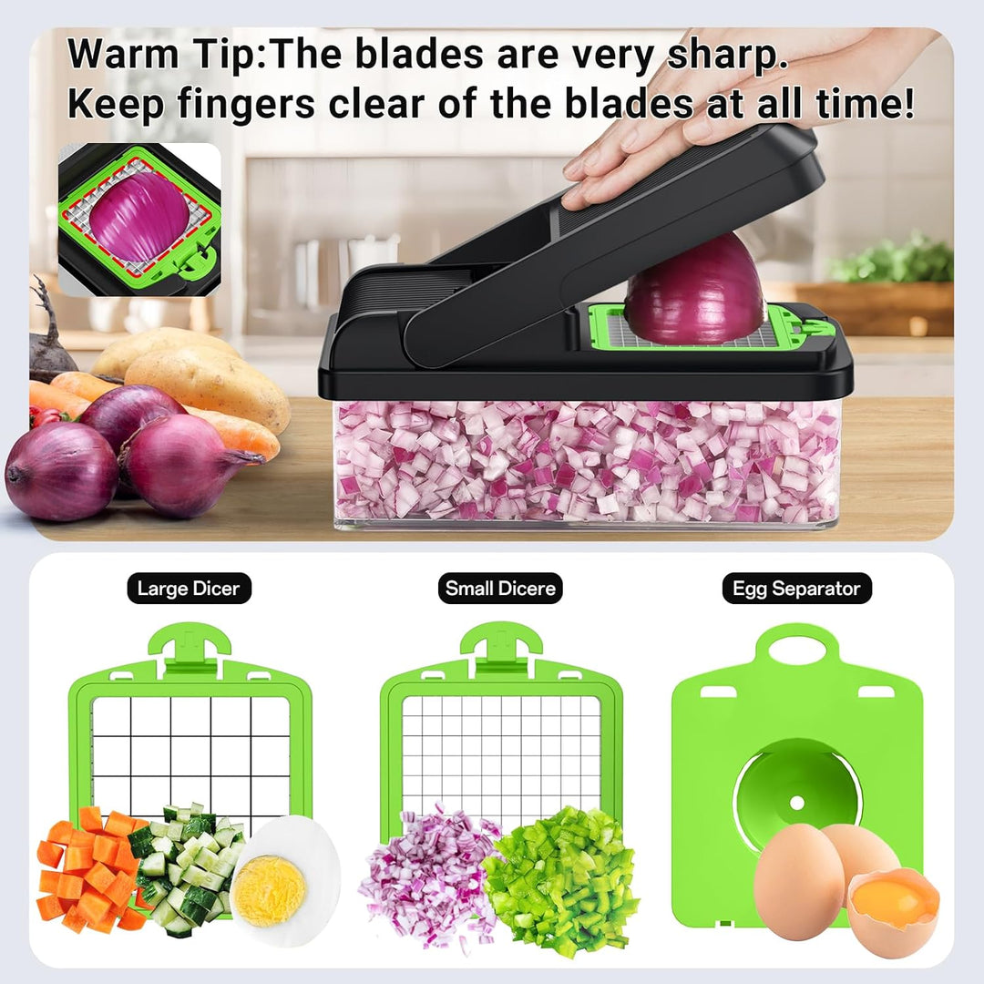 12-in-1 Vegetable Chopper with 7 Blades and Mandoline Slicer