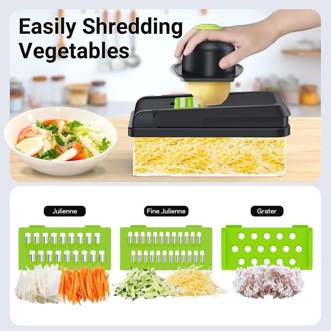 12-in-1 Vegetable Chopper with 7 Blades and Mandoline Slicer