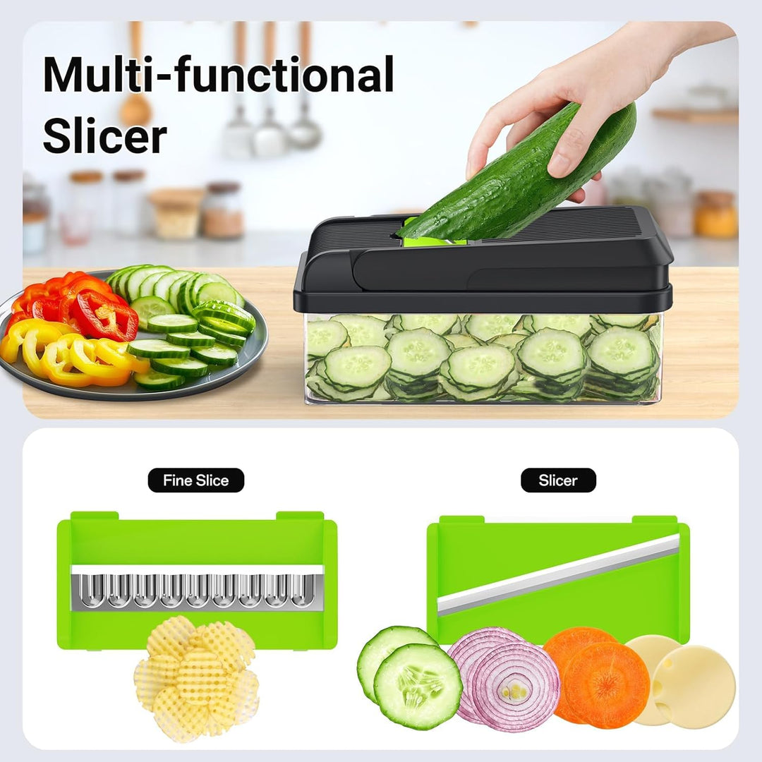 12-in-1 Vegetable Chopper with 7 Blades and Mandoline Slicer