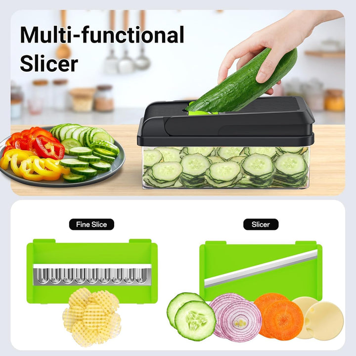 12-in-1 Vegetable Chopper with 7 Blades and Mandoline Slicer