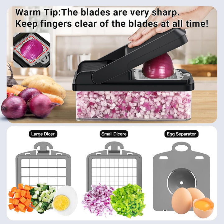 12-in-1 Vegetable Chopper with 7 Blades and Mandoline Slicer