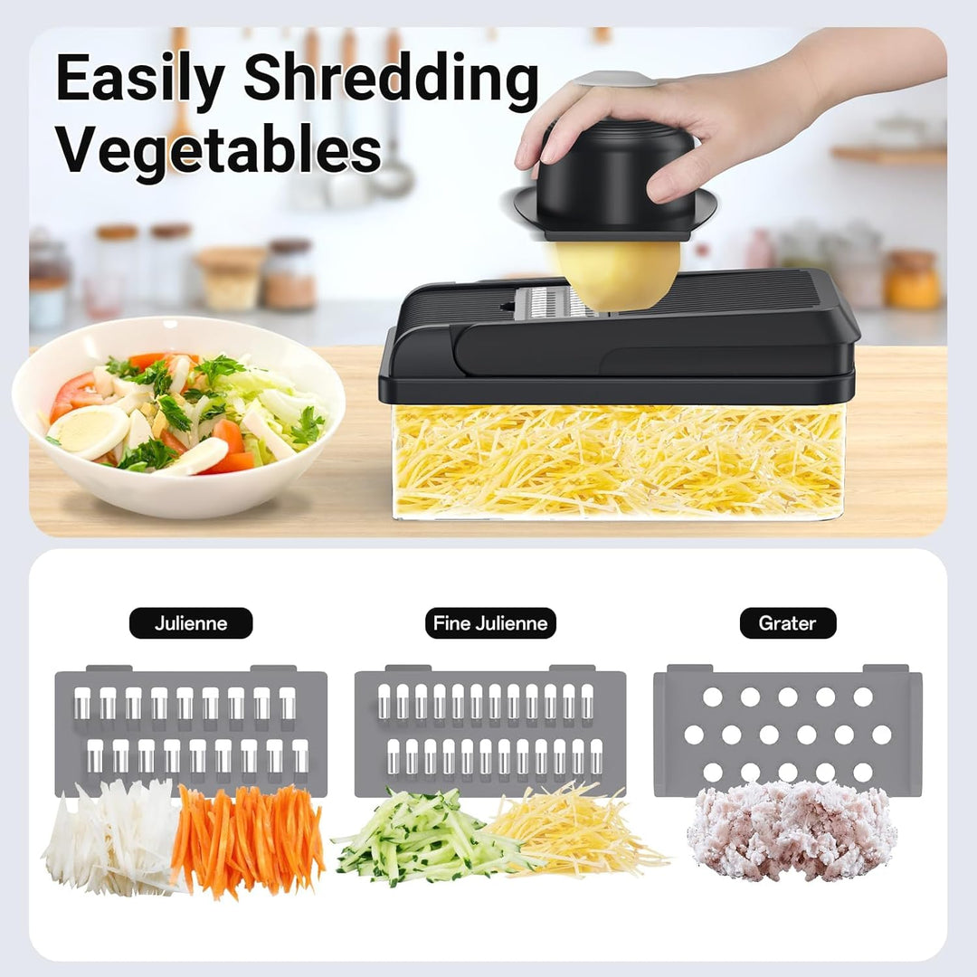12-in-1 Vegetable Chopper with 7 Blades and Mandoline Slicer