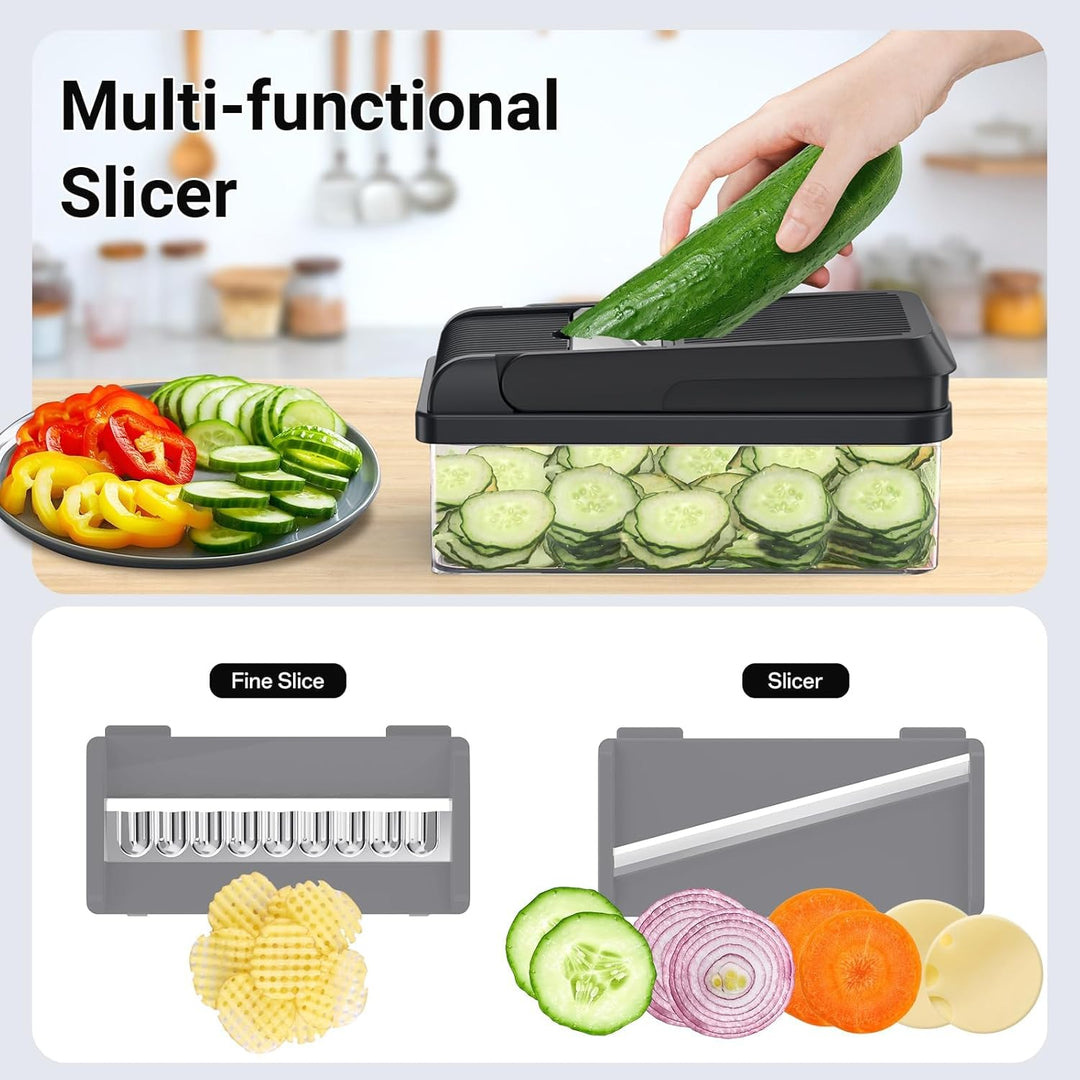 12-in-1 Vegetable Chopper with 7 Blades and Mandoline Slicer