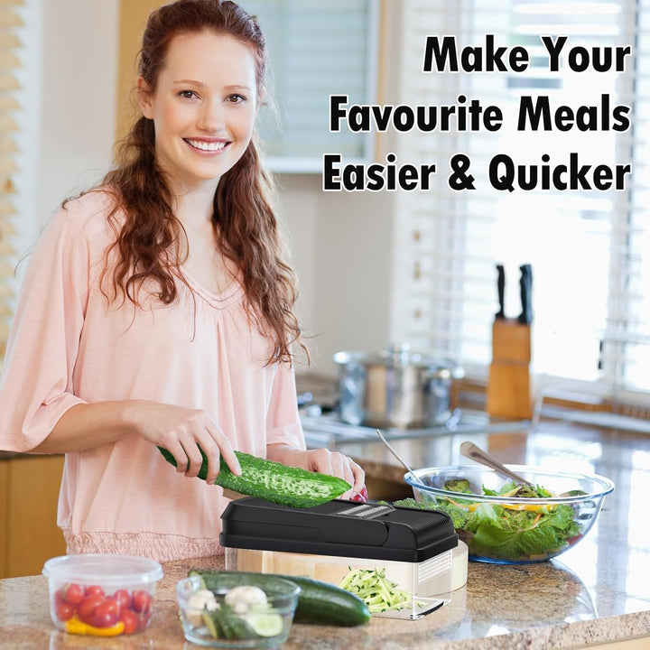 12-in-1 Vegetable Chopper with 7 Blades and Mandoline Slicer