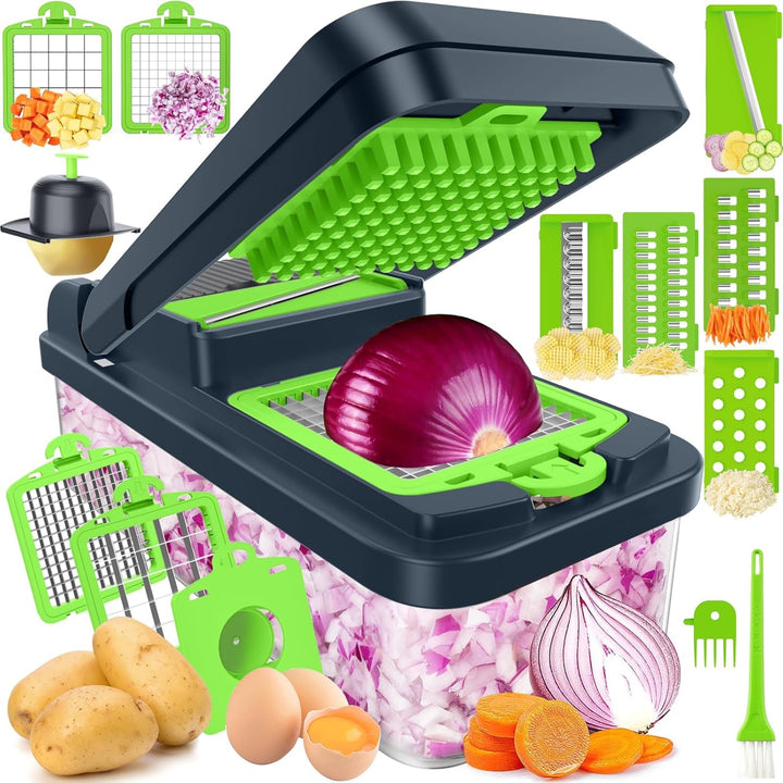 12-in-1 Vegetable Chopper with 7 Blades and Mandoline Slicer