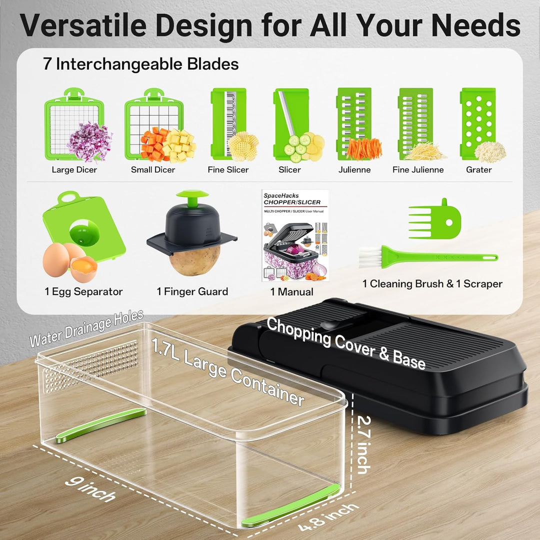 12-in-1 Vegetable Chopper with 7 Blades and Mandoline Slicer
