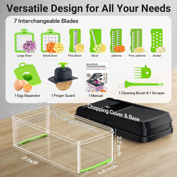 12-in-1 Vegetable Chopper with 7 Blades and Mandoline Slicer