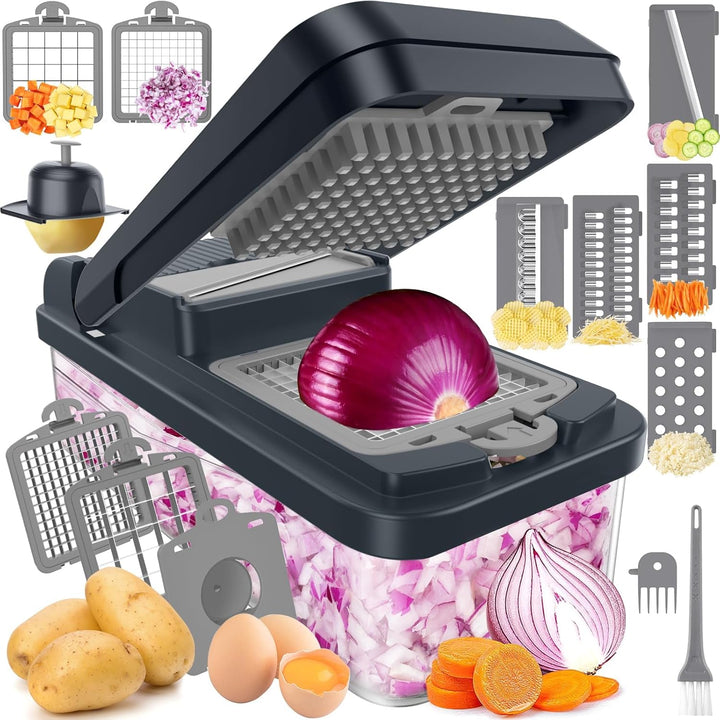 12-in-1 Vegetable Chopper with 7 Blades and Mandoline Slicer