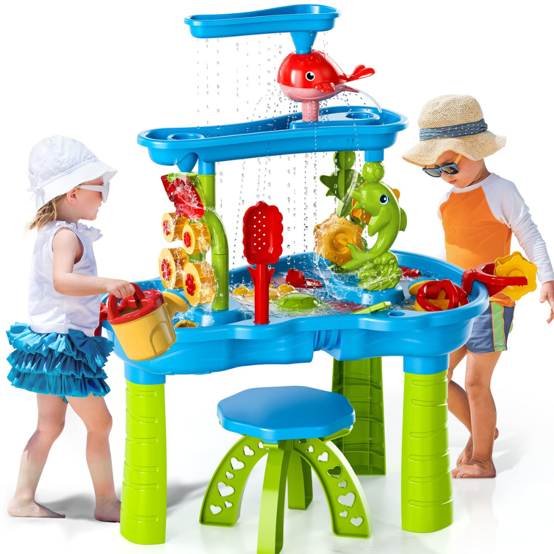 3-Tier Sand and Water Table Toy for Kids Outdoor Play