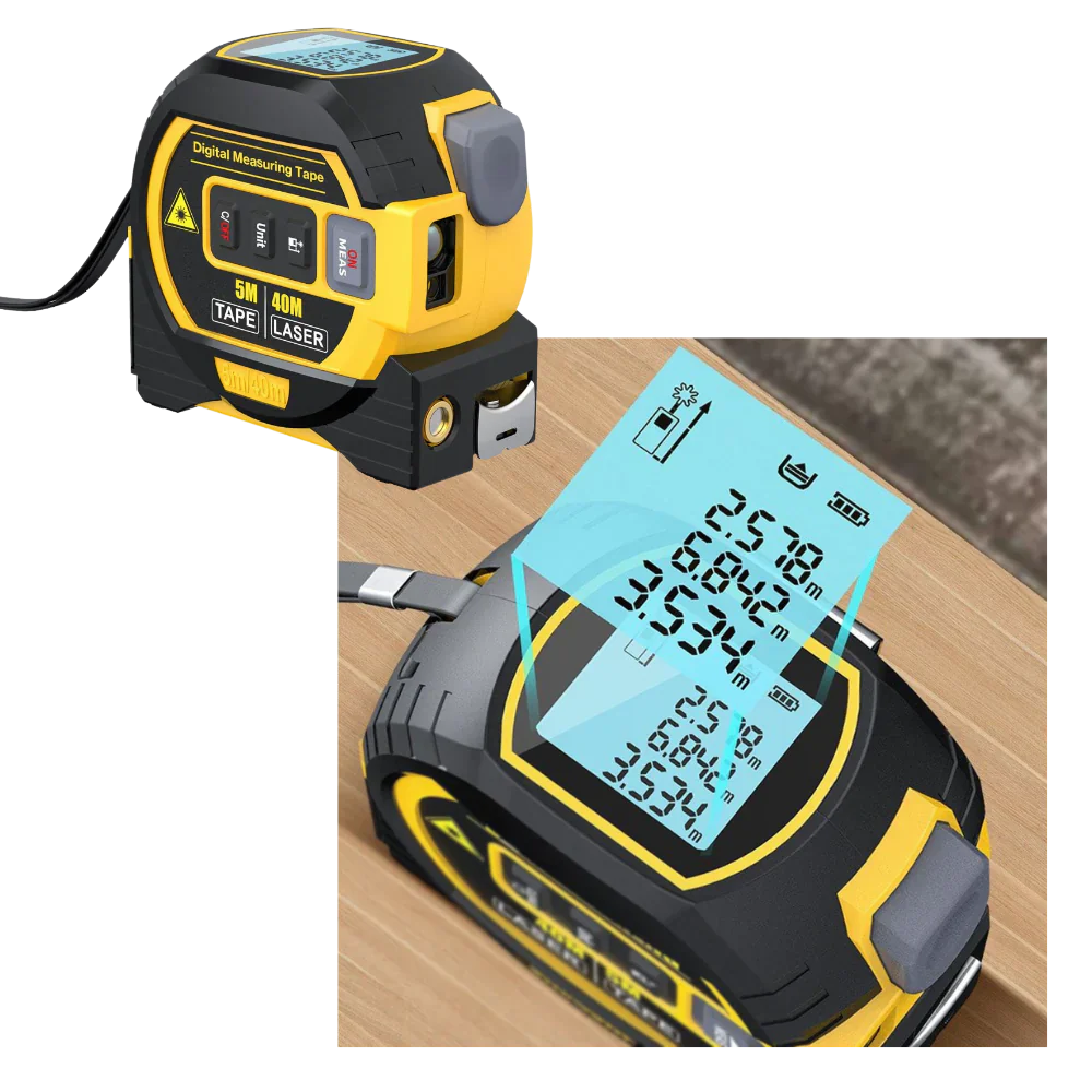 3-in-1 Laser Tape Measure Tool for Distance and Volume Measurement
