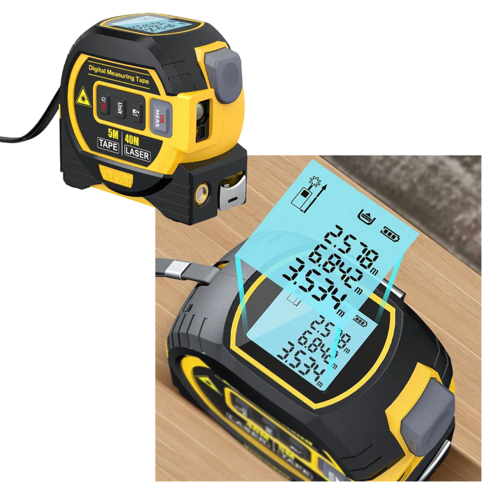 3-in-1 Laser Tape Measure Tool for Distance and Volume Measurement