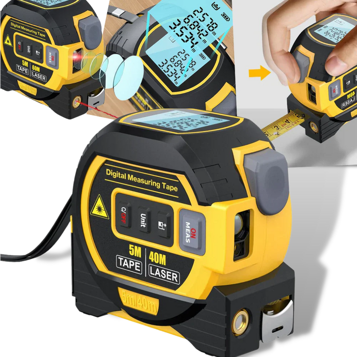3-in-1 Laser Tape Measure Tool for Distance and Volume Measurement
