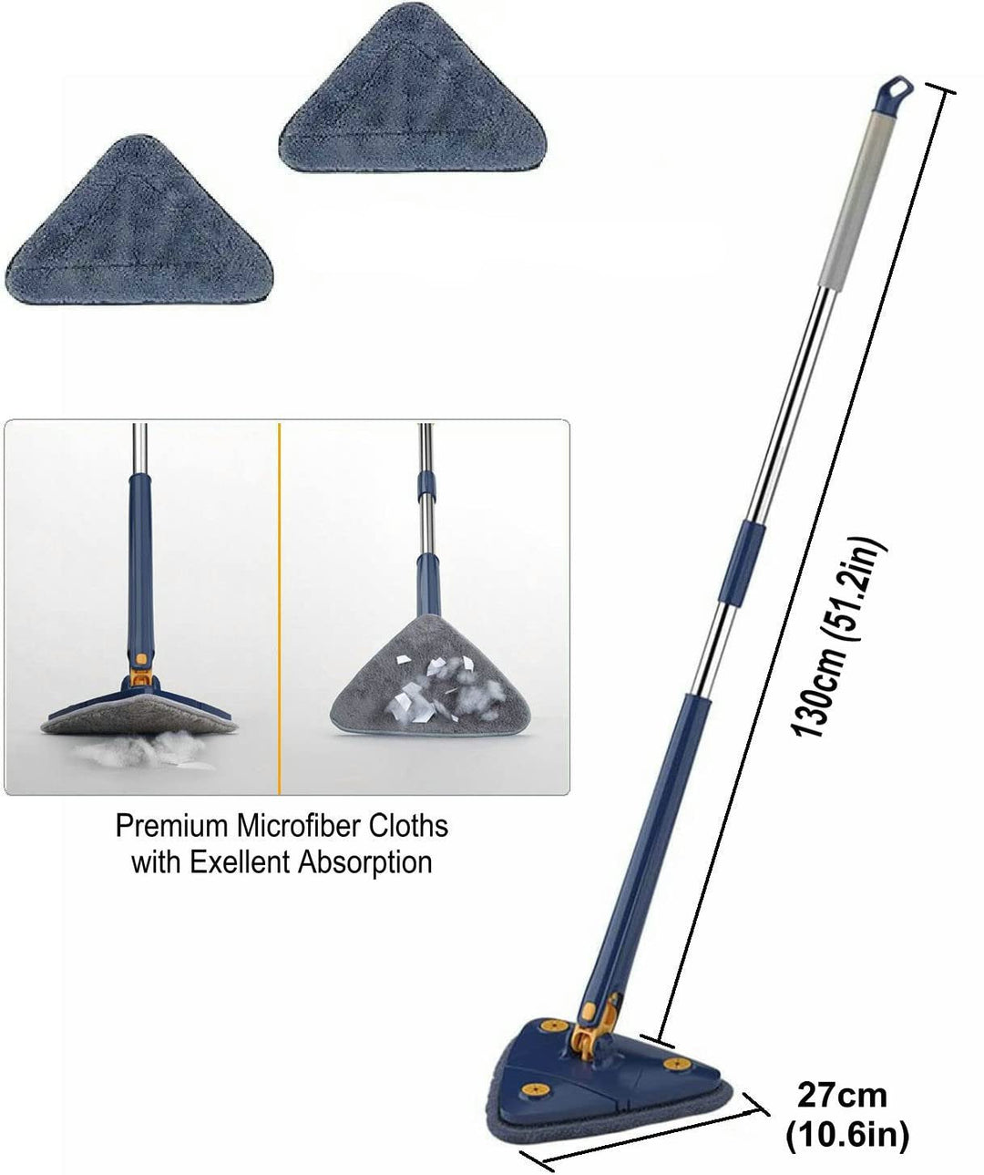 360 Degree Triangle Mop for Hardwood and Tile Floor Cleaning
