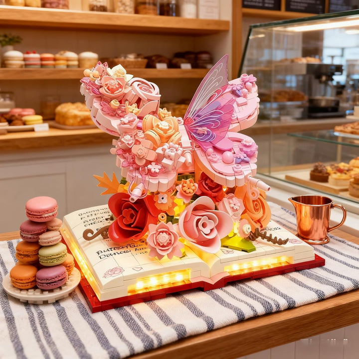 3D Butterfly Flower Building Blocks Set with LED Light