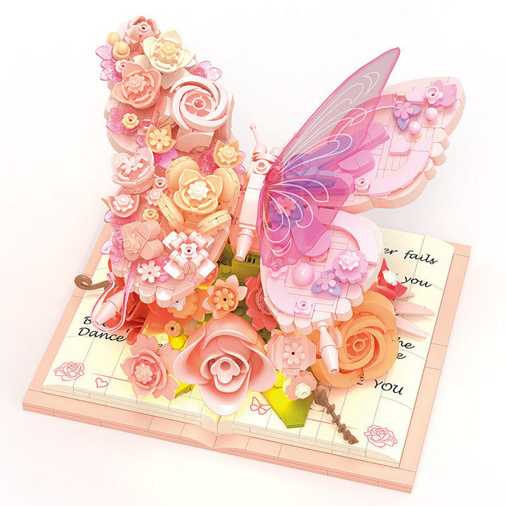 3D Butterfly Flower Building Blocks Set with LED Light