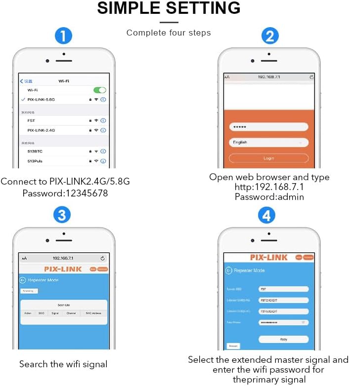 5G WiFi Extender Wireless Signal Booster for Home Office Use