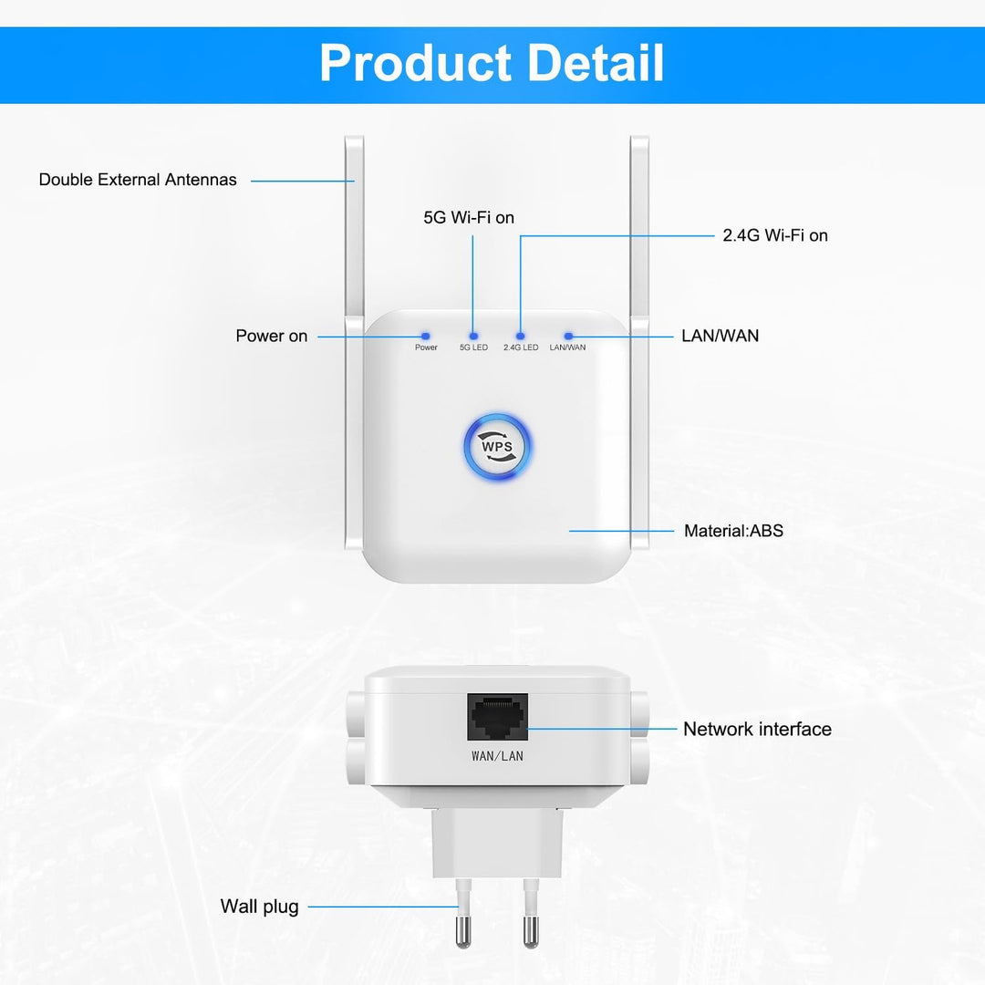 5G WiFi Extender Wireless Signal Booster for Home Office Use