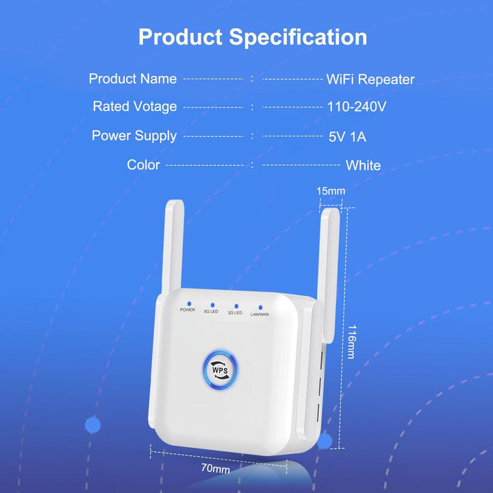5G WiFi Extender Wireless Signal Booster for Home Office Use