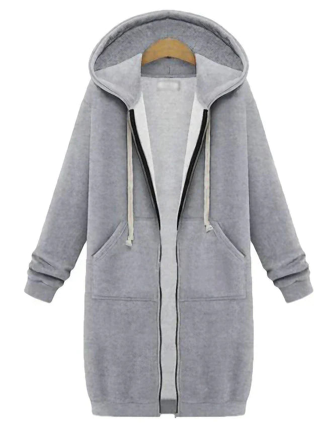 Women's Longline Zip-Up Hoodie for Cold Weather
