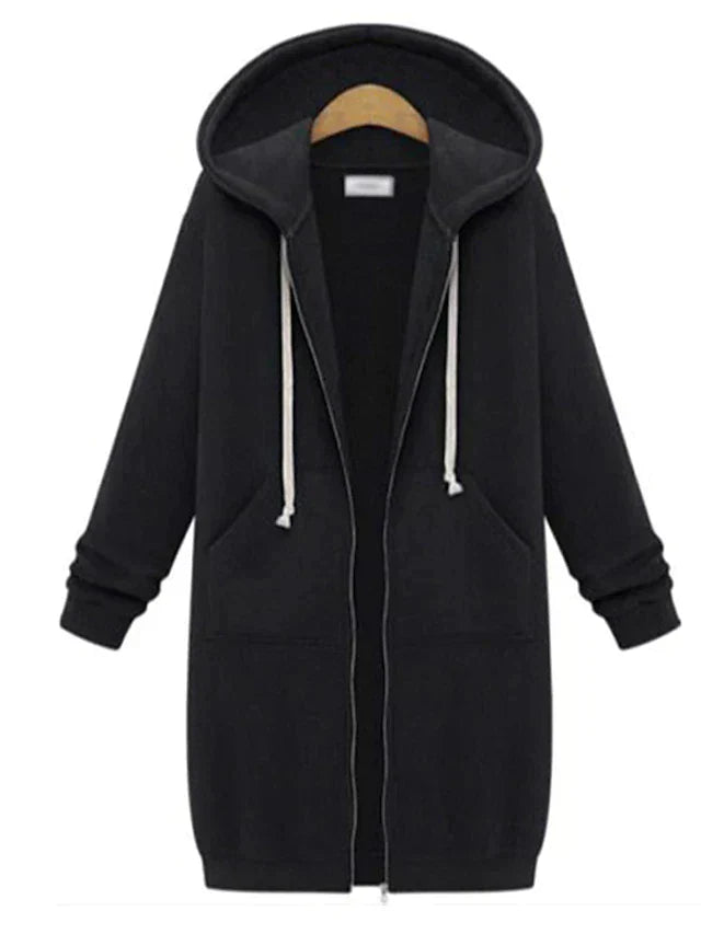 Women's Longline Zip-Up Hoodie for Cold Weather