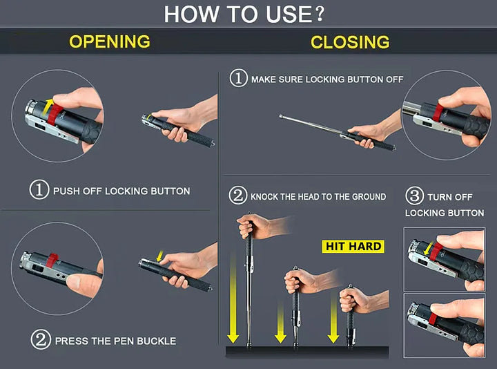 Adjustable Hiking Stick for Self-Defense and Outdoor Use