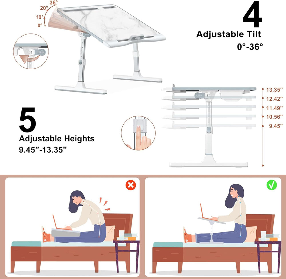 Adjustable Laptop Stand for Bed and Desk Use