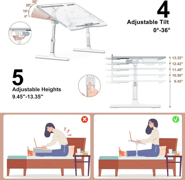 Adjustable Laptop Stand for Bed and Desk Use