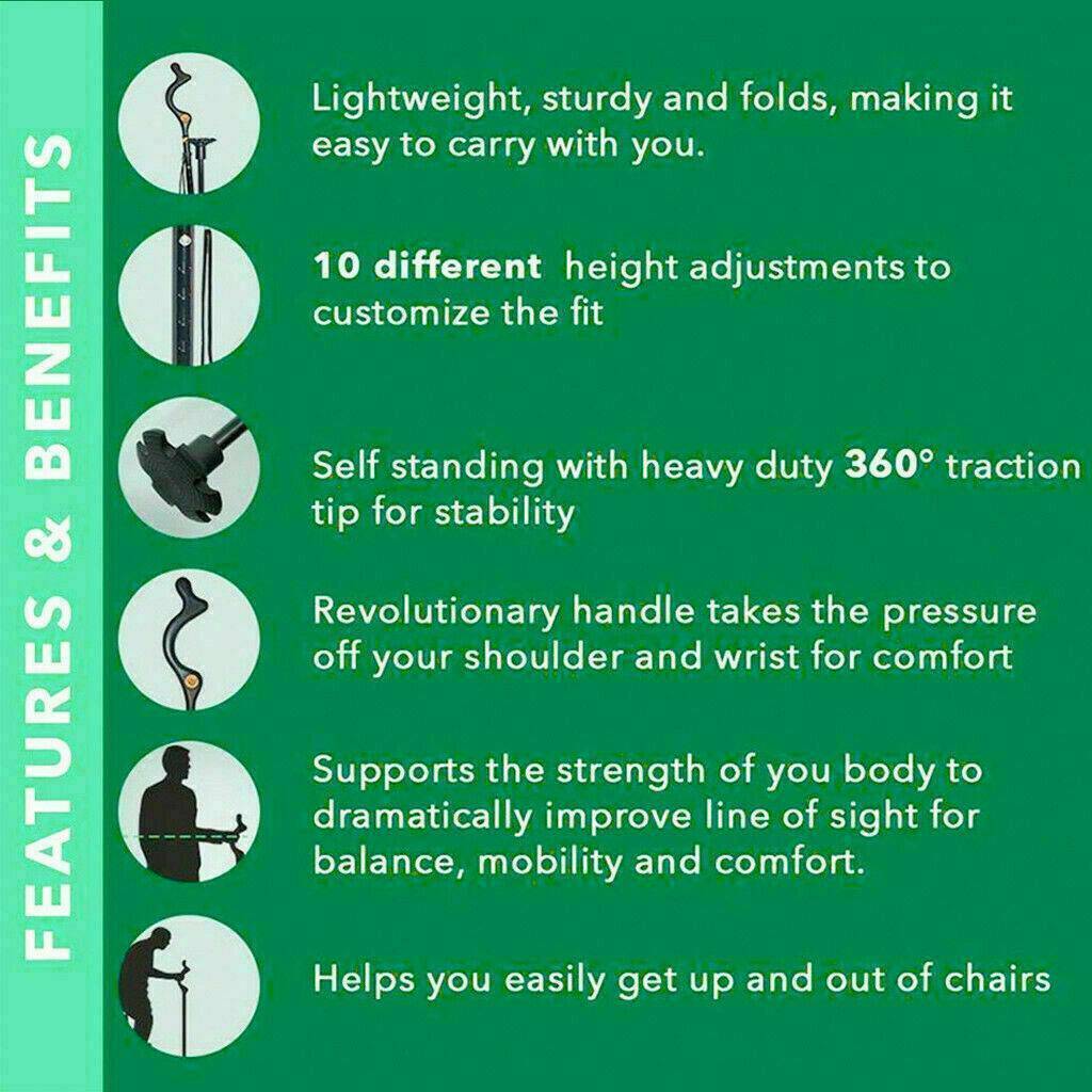 Adjustable Walking Stick Cane with Ergonomic Grip Lightweight Design