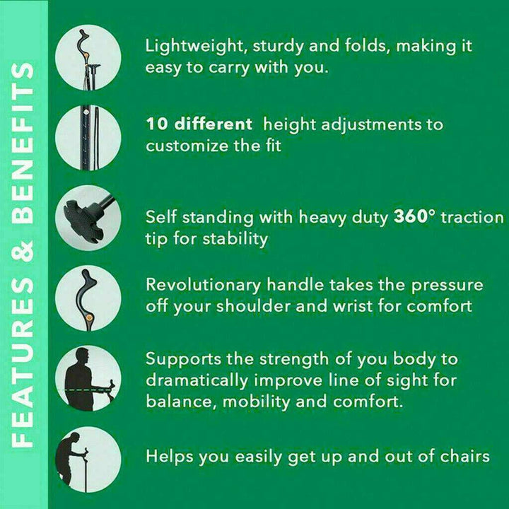 Adjustable Walking Stick Cane with Ergonomic Grip Lightweight Design