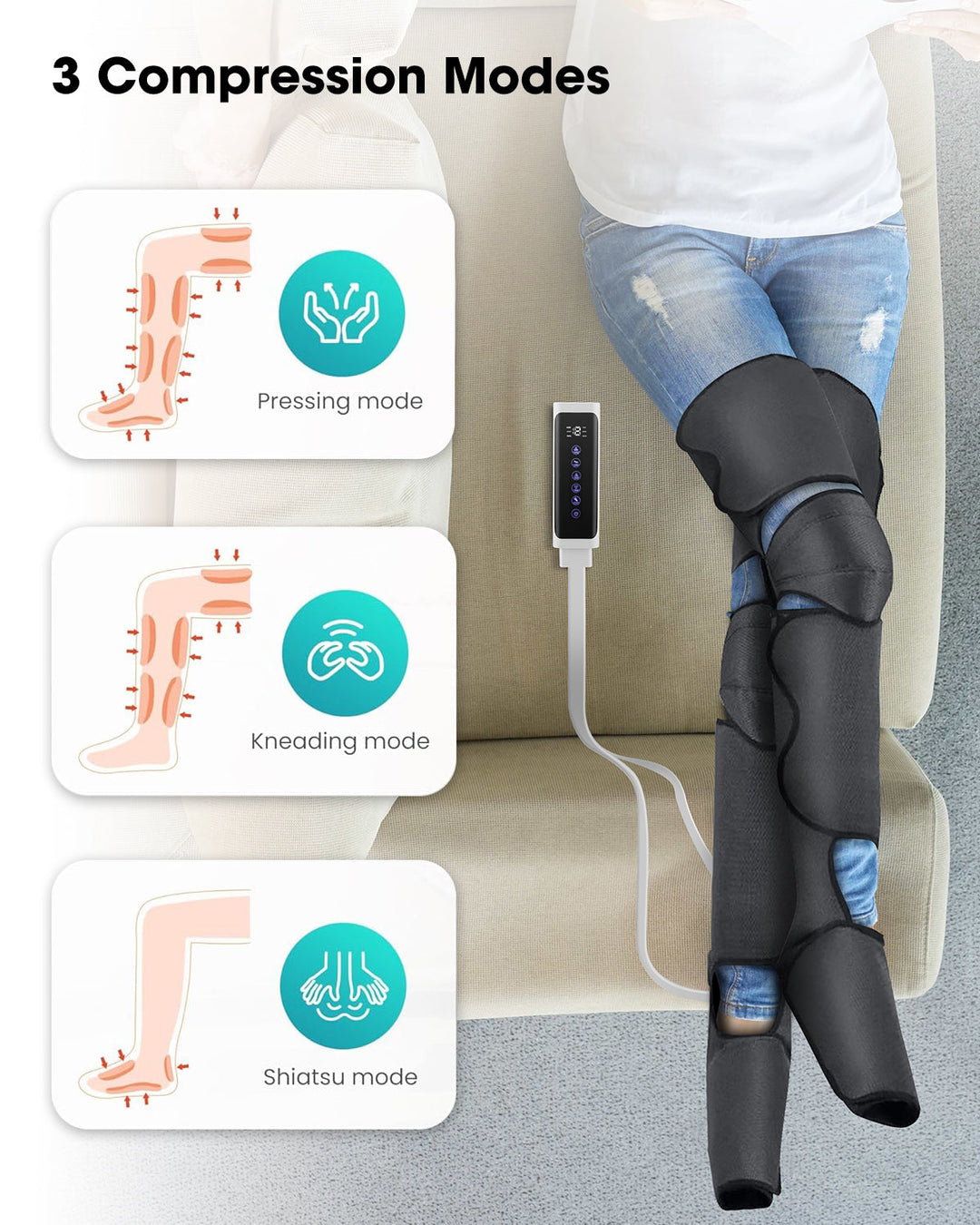 Air Compression Leg Massager with Dual Function for Relaxation