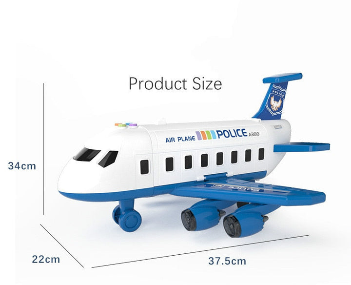 Airplane Toy Play Set with Police, Fireman, and Construction Vehicles