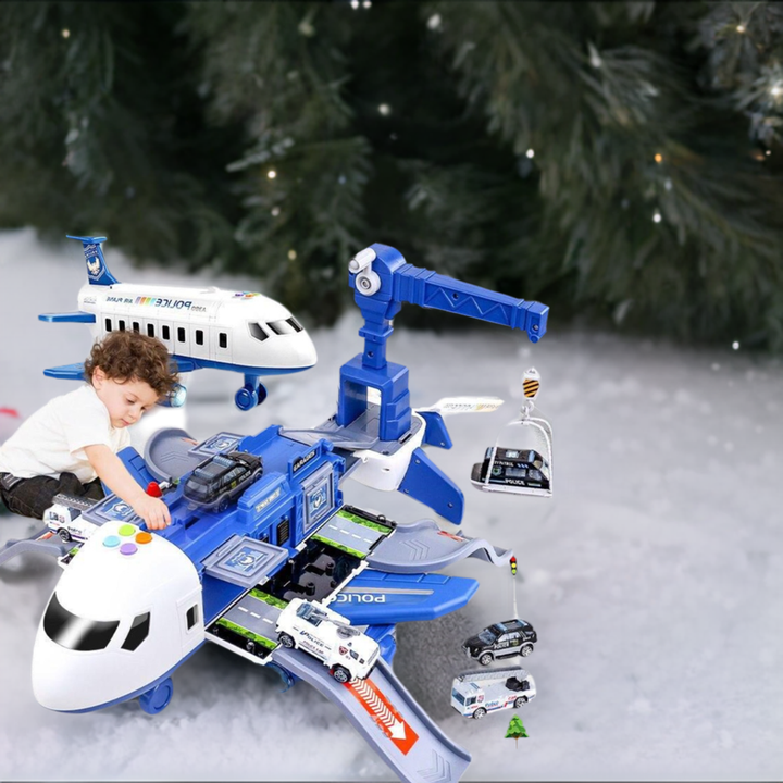 Airplane Toy Play Set with Police, Fireman, and Construction Vehicles