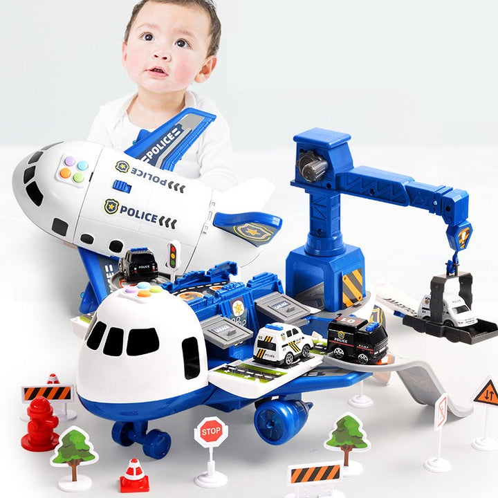 Airplane Toy Play Set with Police, Fireman, and Construction Vehicles