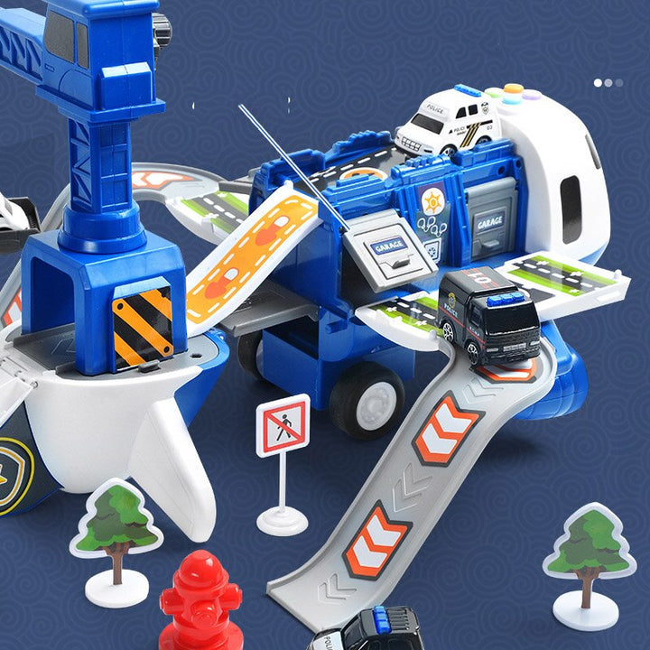Airplane Toy Play Set with Police, Fireman, and Construction Vehicles