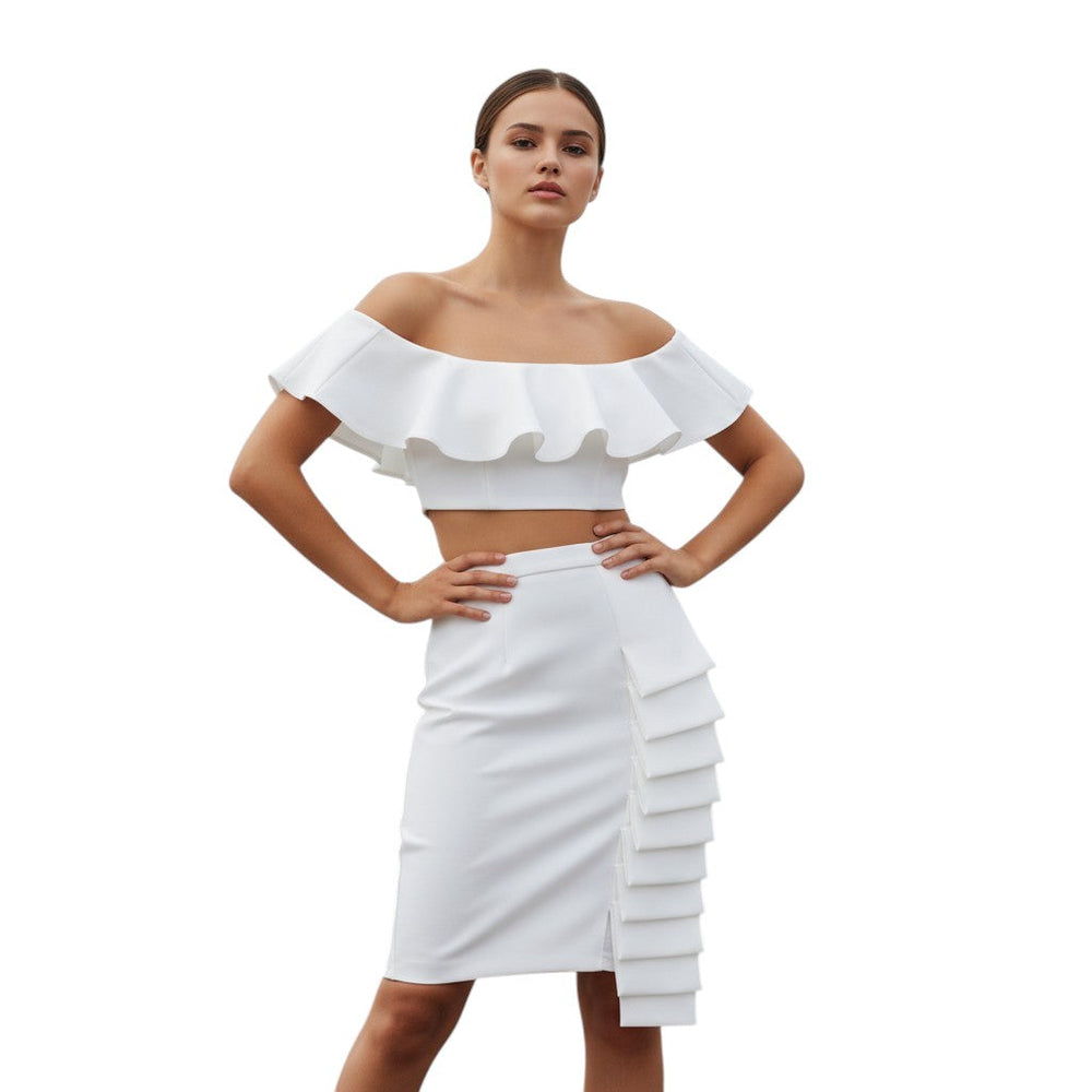 Asymmetric Midi Skirt Two-Piece Set
