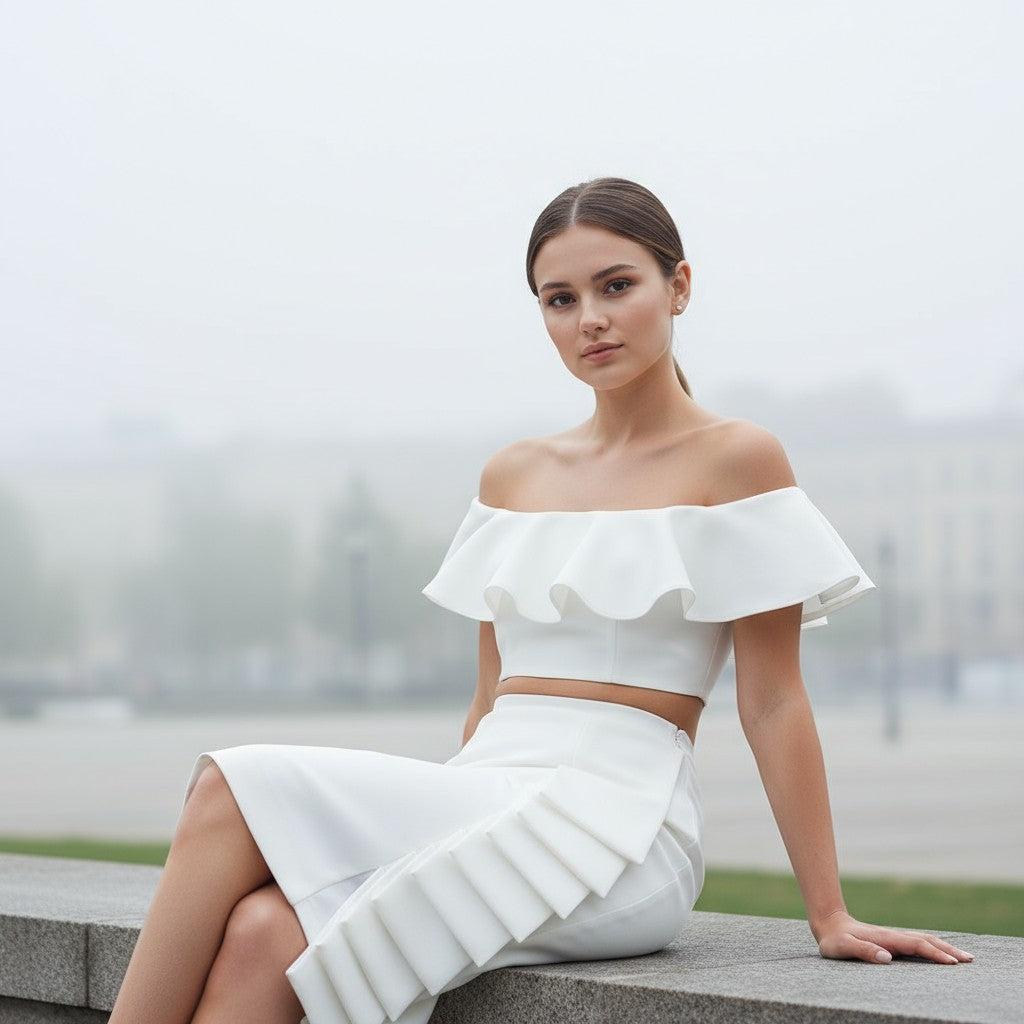 Asymmetric Midi Skirt Two-Piece Set