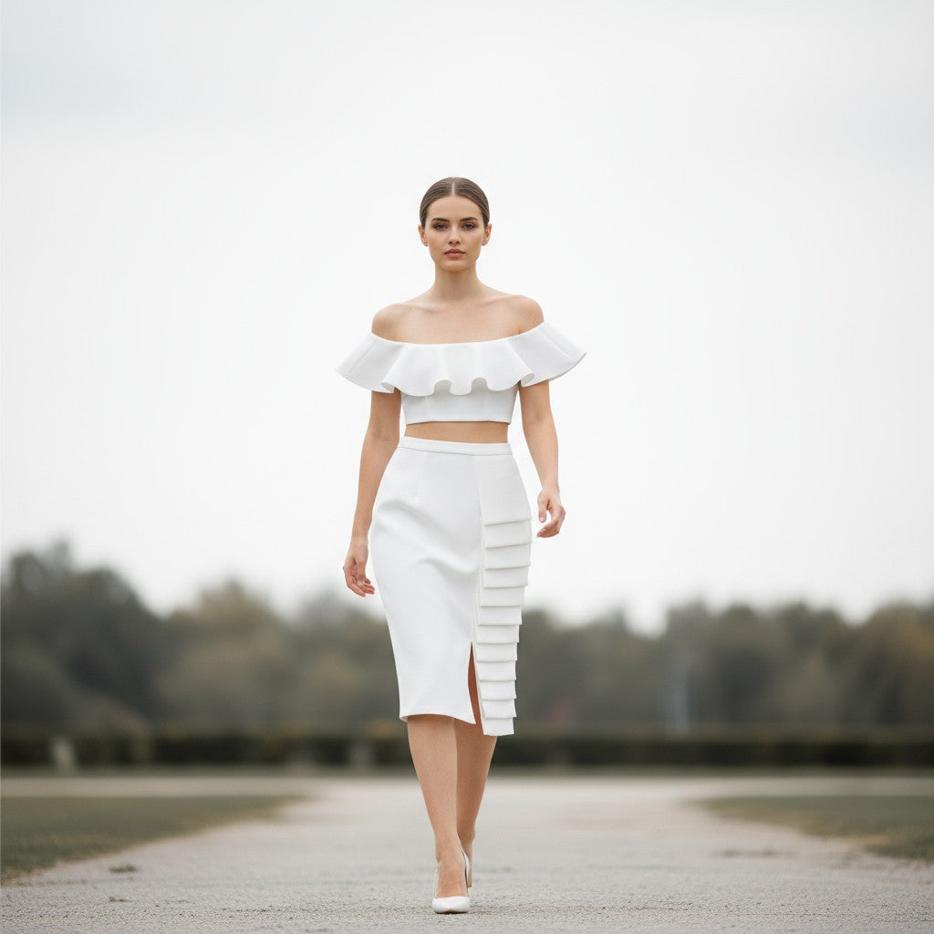 Asymmetric Midi Skirt Two-Piece Set