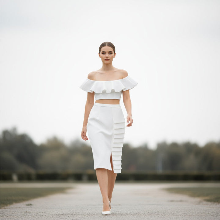 Asymmetric Midi Skirt Two-Piece Set