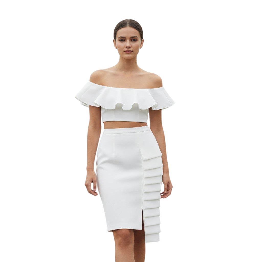 Asymmetric Midi Skirt Two-Piece Set