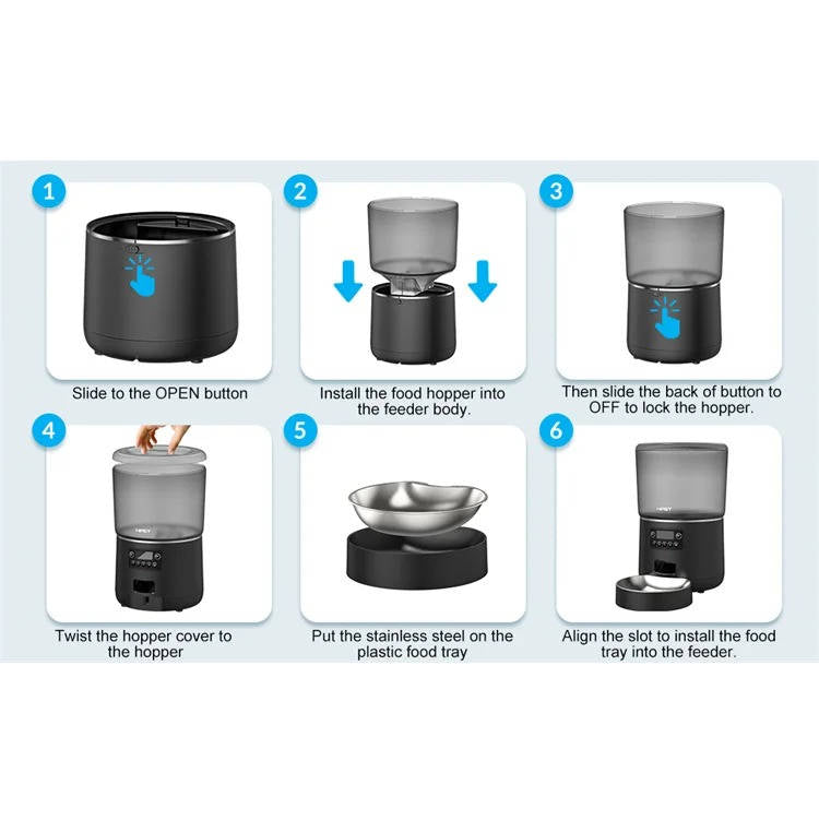 Automatic Pet Feeder for Cats and Dogs - Programmable Food Dispenser