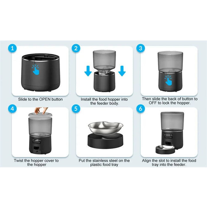 Automatic Pet Feeder for Cats and Dogs - Programmable Food Dispenser
