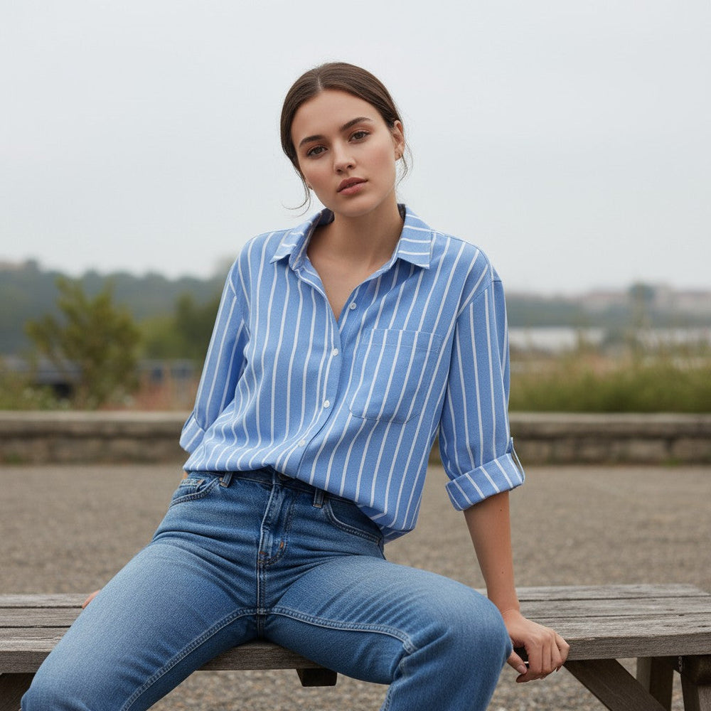 Autumn Loose Striped Commuter Shirt