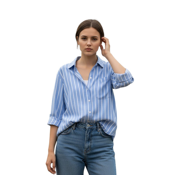 Autumn Loose Striped Commuter Shirt