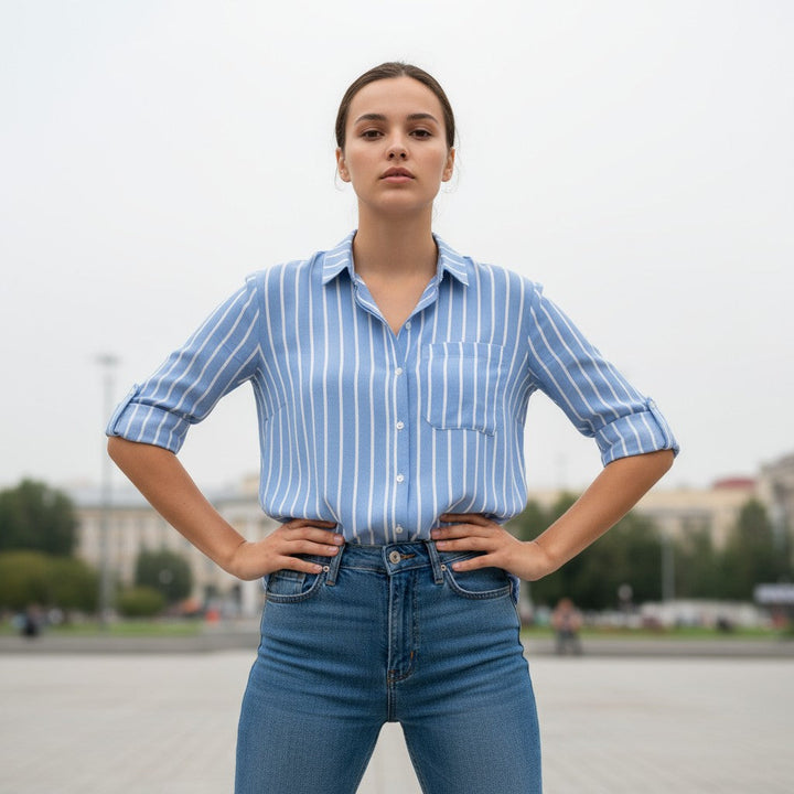 Autumn Loose Striped Commuter Shirt