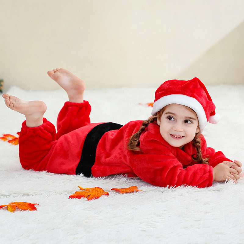 Baby Christmas Jumpsuit Pajamas with Hat for Kids