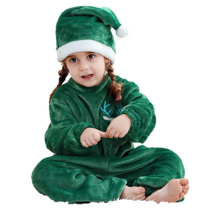 Baby Christmas Jumpsuit Pajamas with Hat for Kids