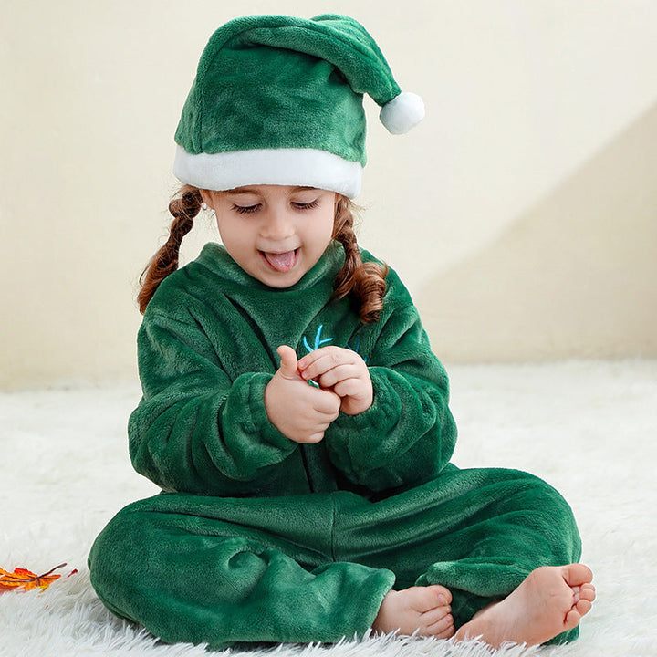 Baby Christmas Jumpsuit Pajamas with Hat for Kids