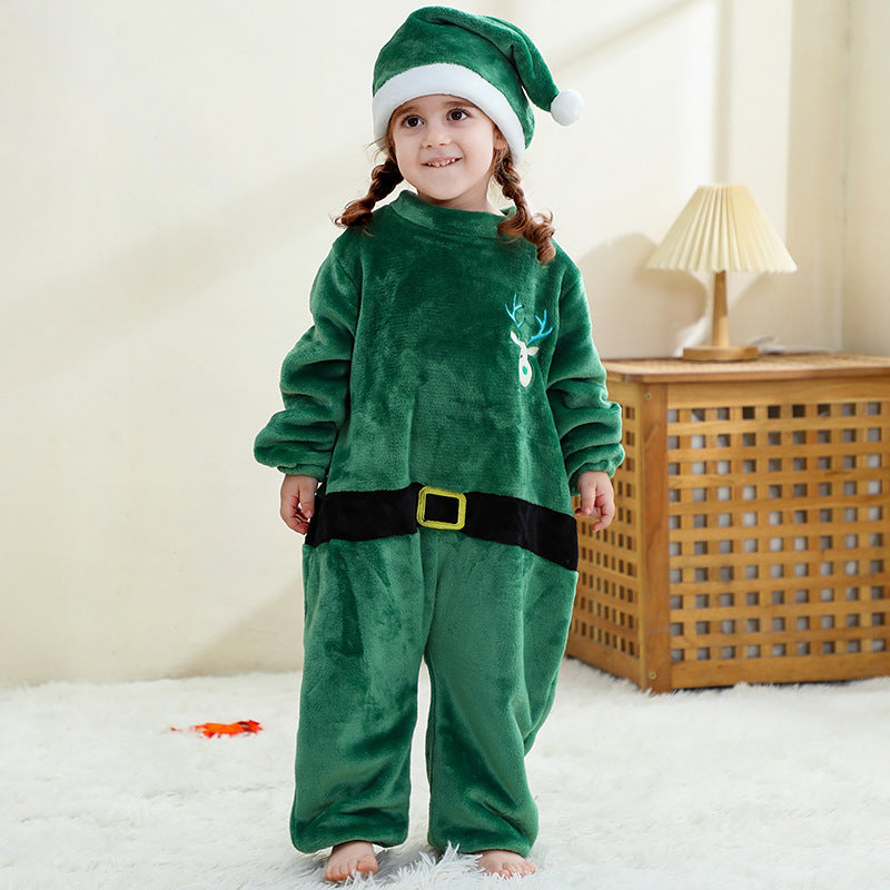 Baby Christmas Jumpsuit Pajamas with Hat for Kids
