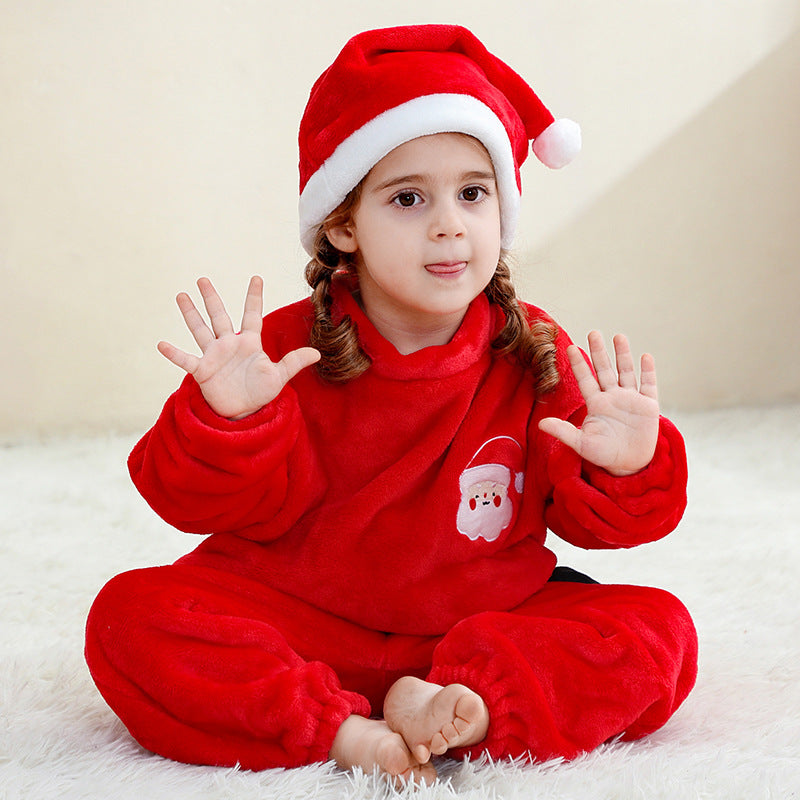 Baby Christmas Jumpsuit Pajamas with Hat for Kids