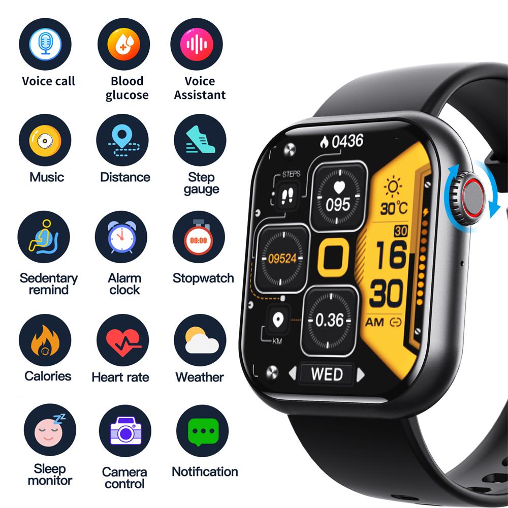 Blood Sugar, Blood Pressure, Heart Rate & Sleep Monitoring Smartwatch